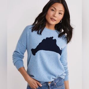 Vineyard Vines Sky Blue Sweater with Navy Motif